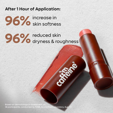 mCaffeine Tinted Lip Balm for Dry & Chapped Lips | 24 Hour Moisturization With Sheer Pink Tint | Choco Lip balm with Cocoa Butter & Berry Extract For Men & Women | For All Skin Types